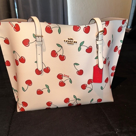 Coach Mollie Tote With Heart Cherry Print - Picture 1 of 12